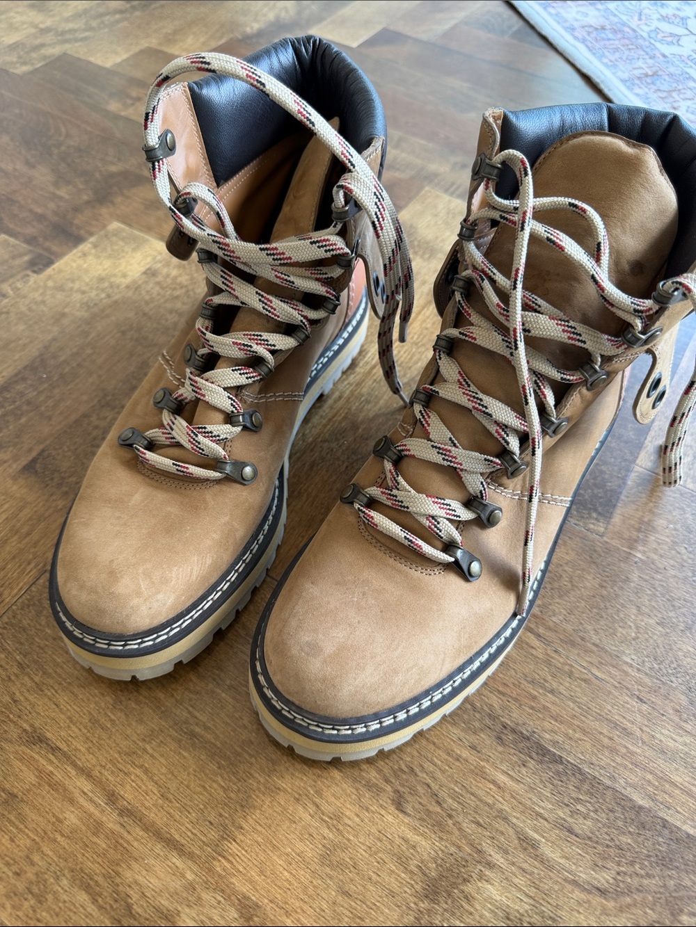 See By Chloé Tan and Black Leather Fold-Over Hiking Boots